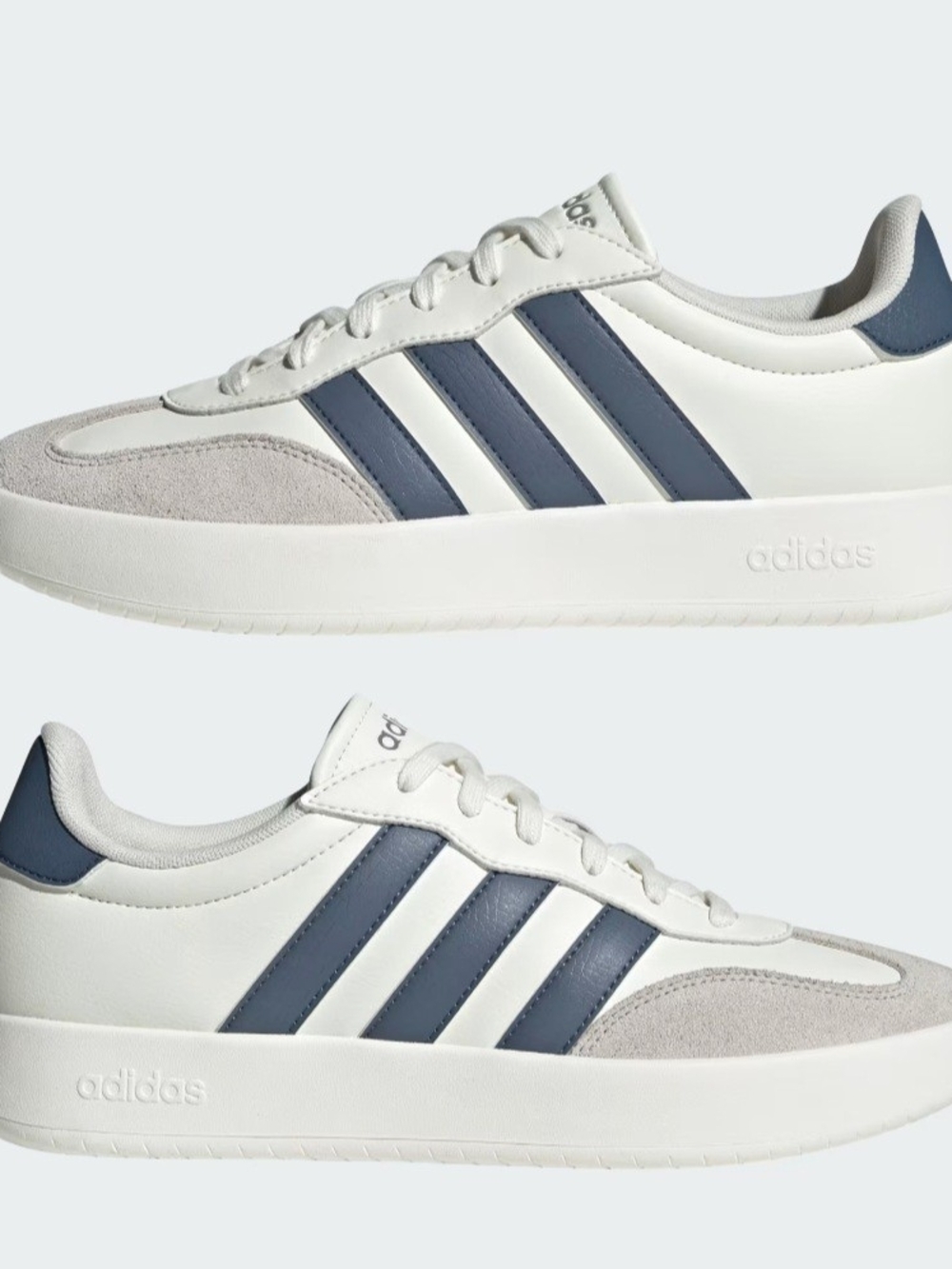 adidas White Sneakers with Navy Stripes
